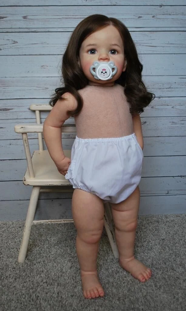 NPK 24inch Reborn Toddler Girl Doll Already Painted Finished Sandie Popular Lifelike Soft Touch 3D Skin Art Doll