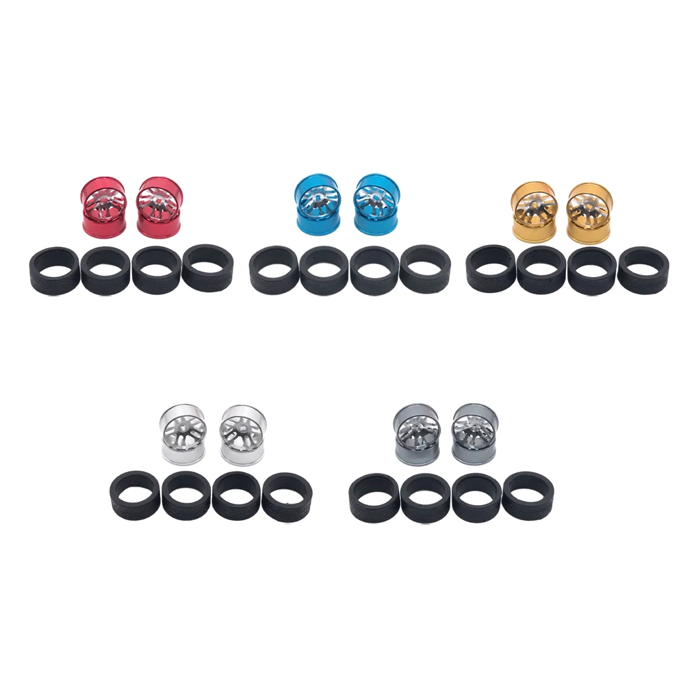4pcs Metal Drift Wheel & Soft Tire Skin Set for Wltoys 284131 K989 K969 1/28 RC Car Upgrade Parts