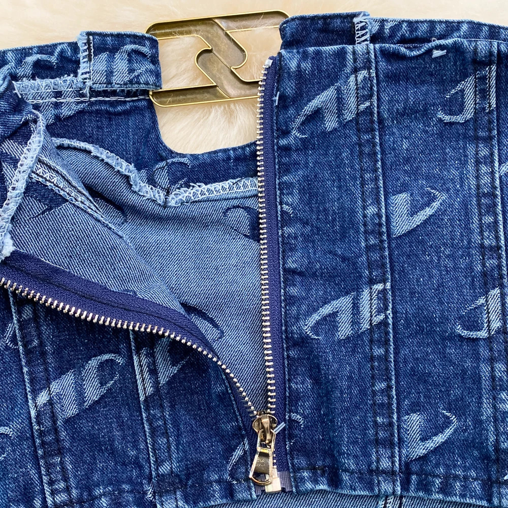 Womens Fashion Suit Retro American Style ChestTop Denim Vest TwoPieces Sets Casual HighWaisted Slimming StraightLeg Pants 240329