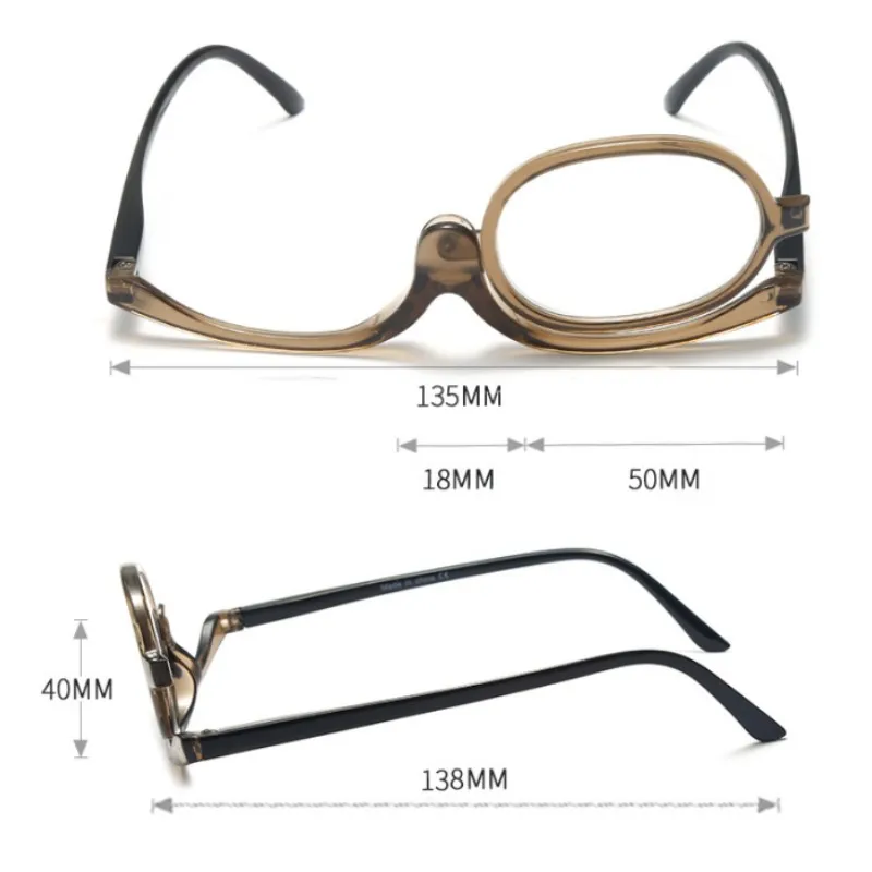 New Makeup Reading Glasses Flippable Makeup Glasses Magnifying Cosmetic Readers for Women Glasses Makeup Diopter 1.0-4.0
