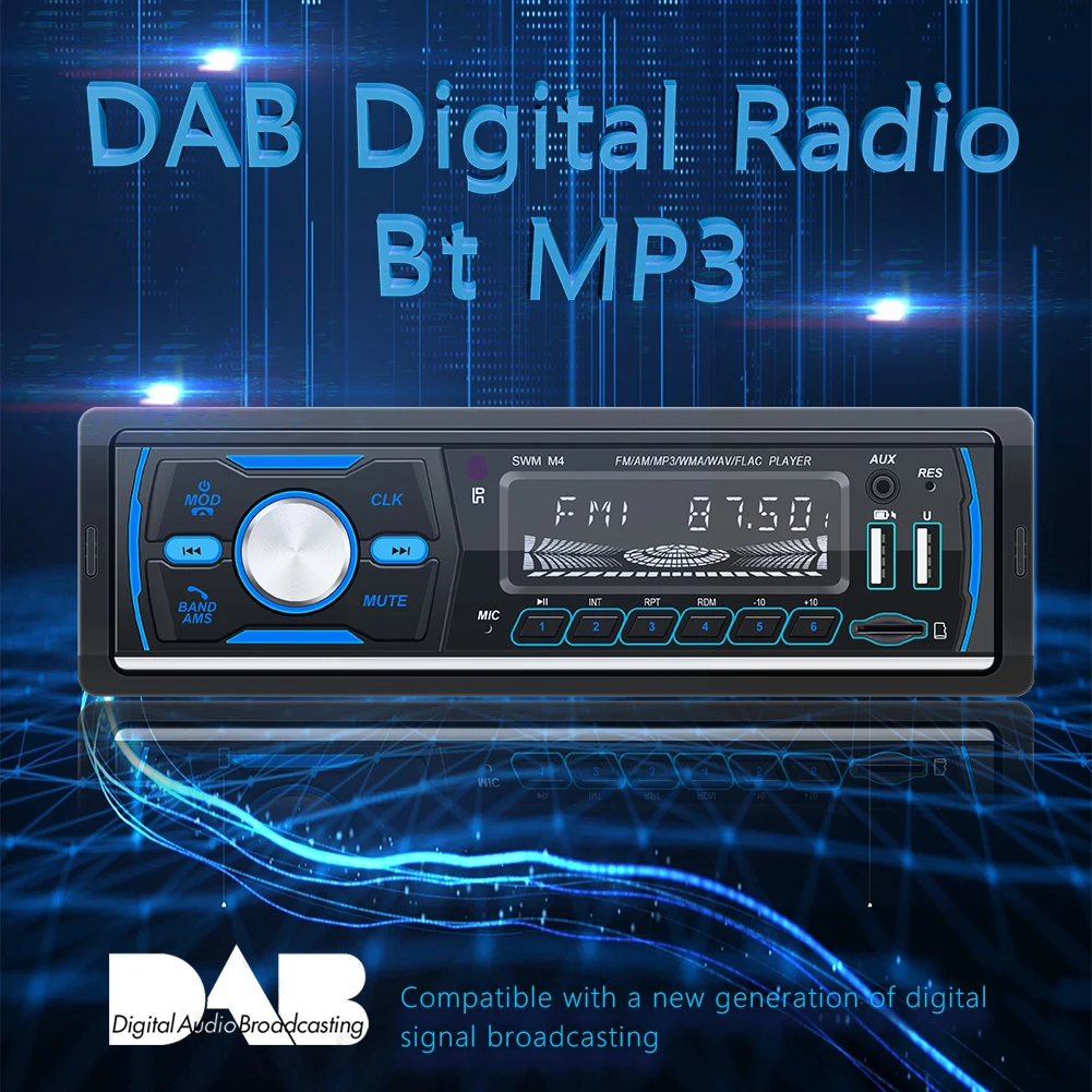 RDS DAB+ Digital Car Radio 1Din MP3 Player Dual USB Digital Bluetooth USB TF Charge Auto Stereo Support FM AM DAB AUX RCA USB SD