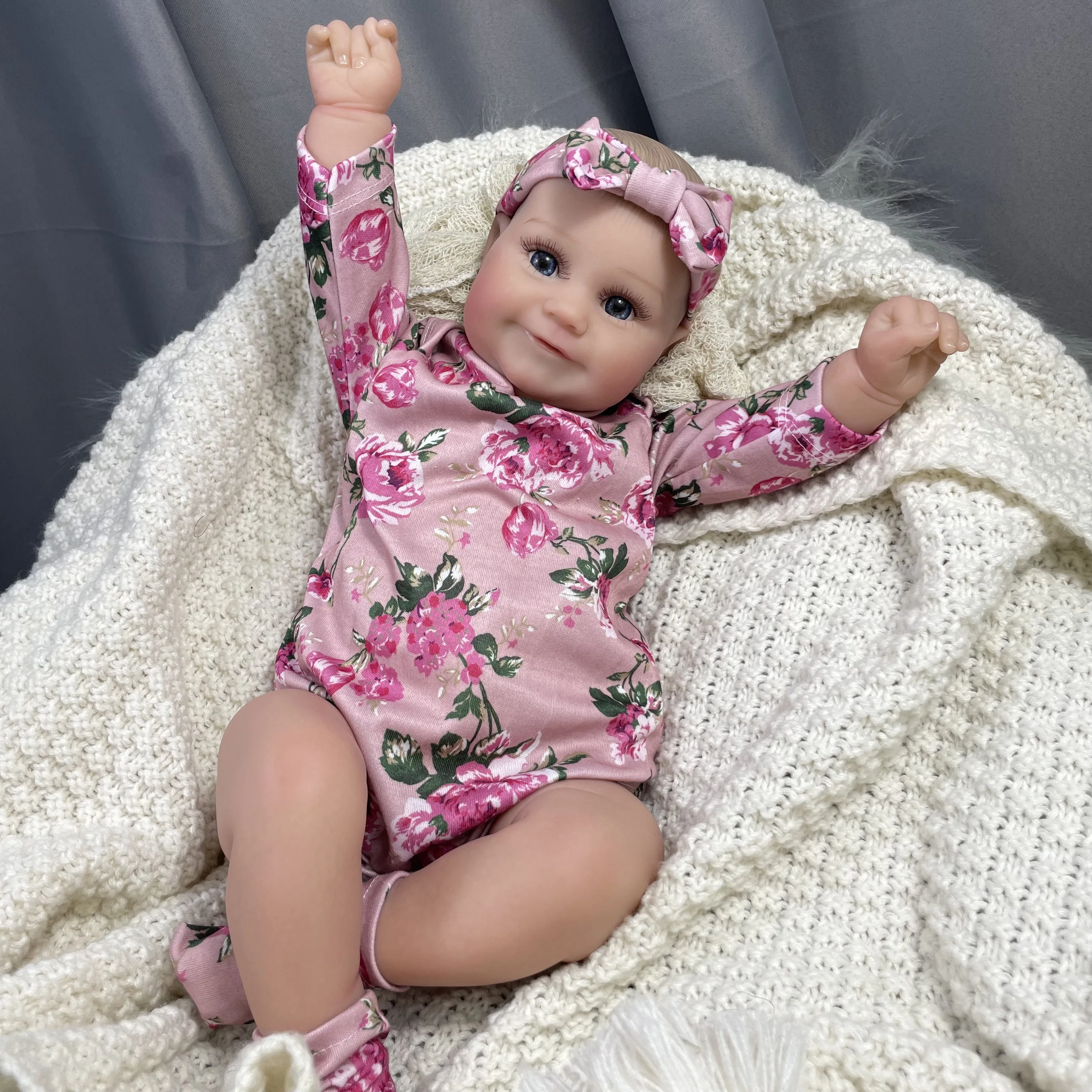 50CM Reborn Baby Dolls Maddie Girl Lifelike Silicone Vinyl Newborn 3D Skin Visible Veins DIY Toys Christmas Gift For Girls