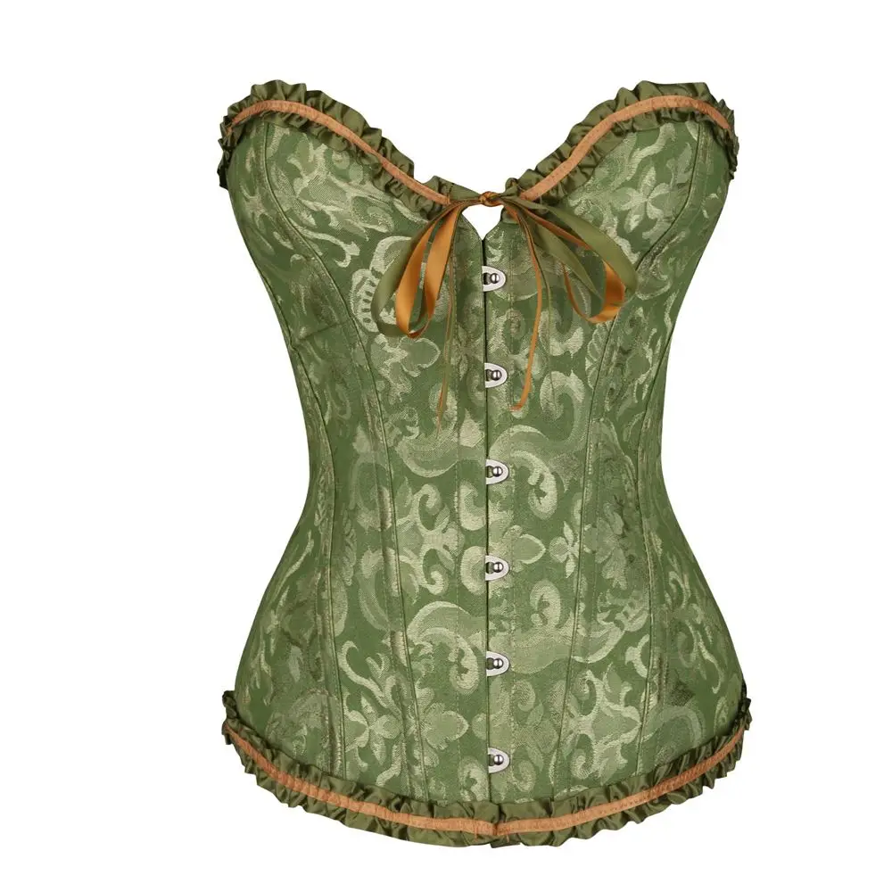 Sexy Corsets Bustiers Floral Lace Tops For Women Plus Size Flower Print Vintage Corset Gothic Satin Lingerie Corselet Overbust