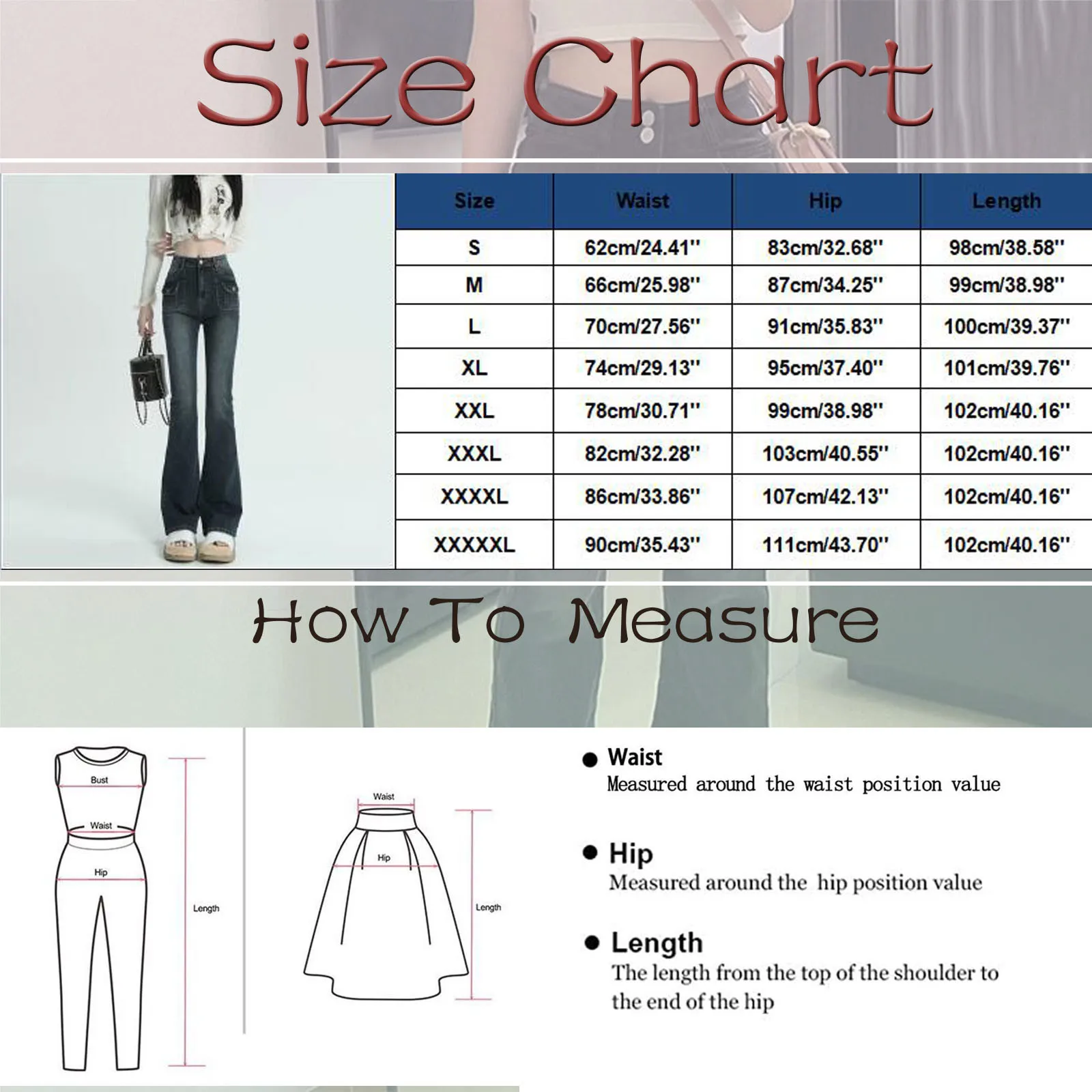 Skinny Flared Pant Jeans Women High Waist Retro Micro Pear Shape Shows Thin Trouser Denim Pants S