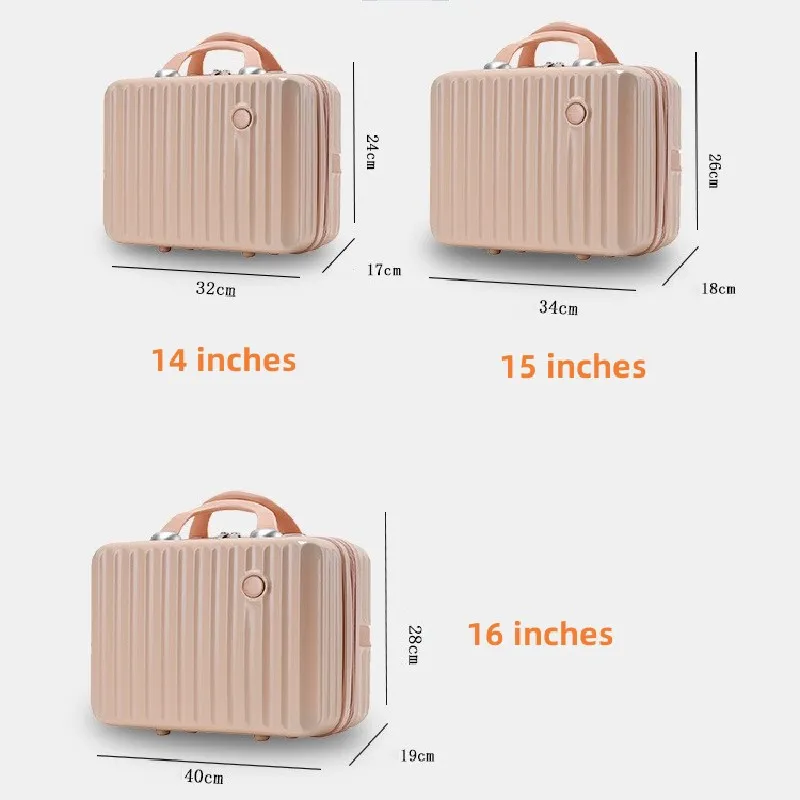 16 Inch Large Capacity Portable Lightweight Luggage Case Female Zipper Lock Cosmetics Storage Bag Small Boarding Mini Suitcase