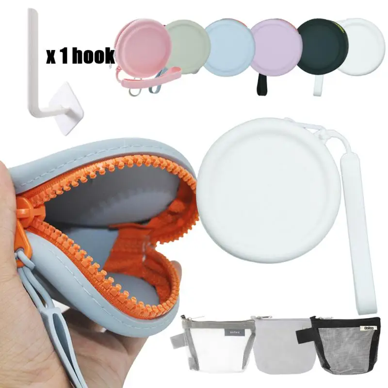 1pc Coin Wallet Keychain Korean Cute Women Pendant Silicone Round Coins Bag Small Girls Key Bag Mini Purse Kid Gift Storage Bags