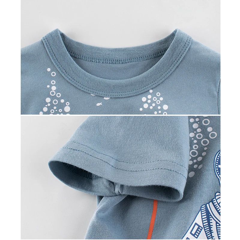 children's t-shirt boys clothes summer boys new t shirts toddler 2025 boy tops shark dinosaur truck korean kids clothing 2/5/6/7/9 year