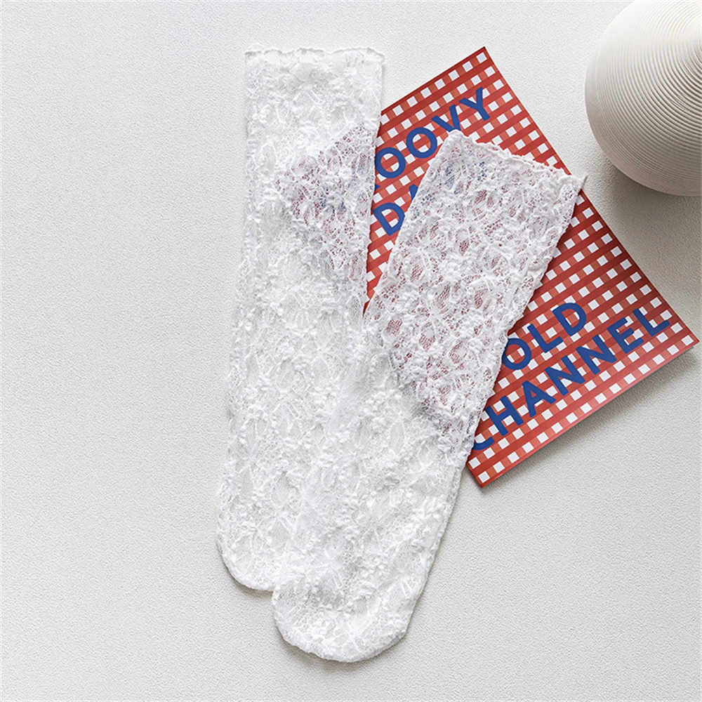Lace mesh stockings stacked Japanese thin JK soft fairy ins tide Mary Jane vintage transparent tube socks Y 5