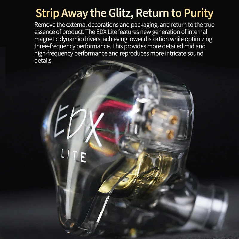 Original KZ EDX Lite IEM Monitor Headphones Hifi Heavy Bass Music In Ear Wired Earphones Sport Gaming Noise Cancelling Headsets