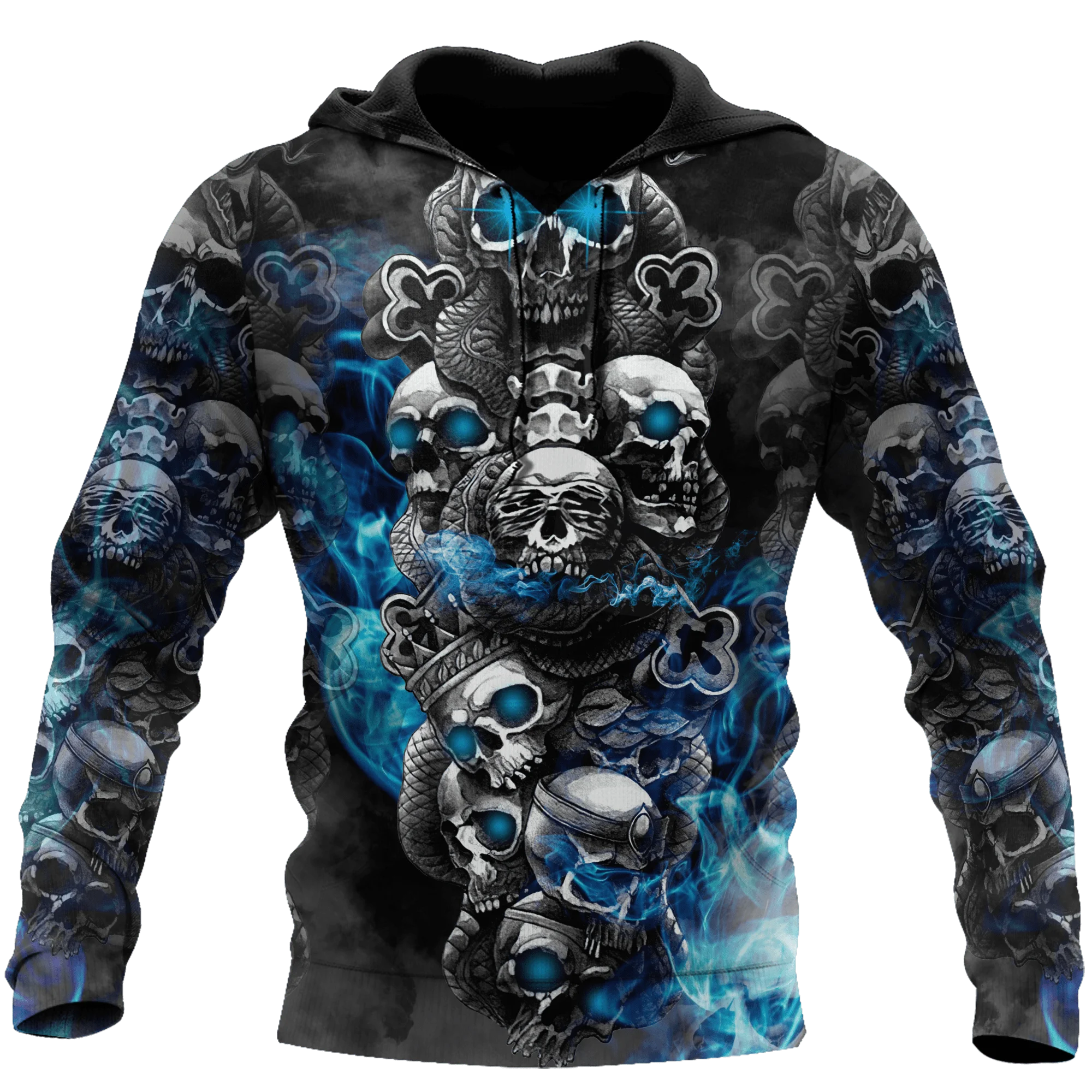 Blue Skull Funny Pattern 3D Printed Men's Hoodie Spring and Autumn Unisex Hoodies Casual Sportswear