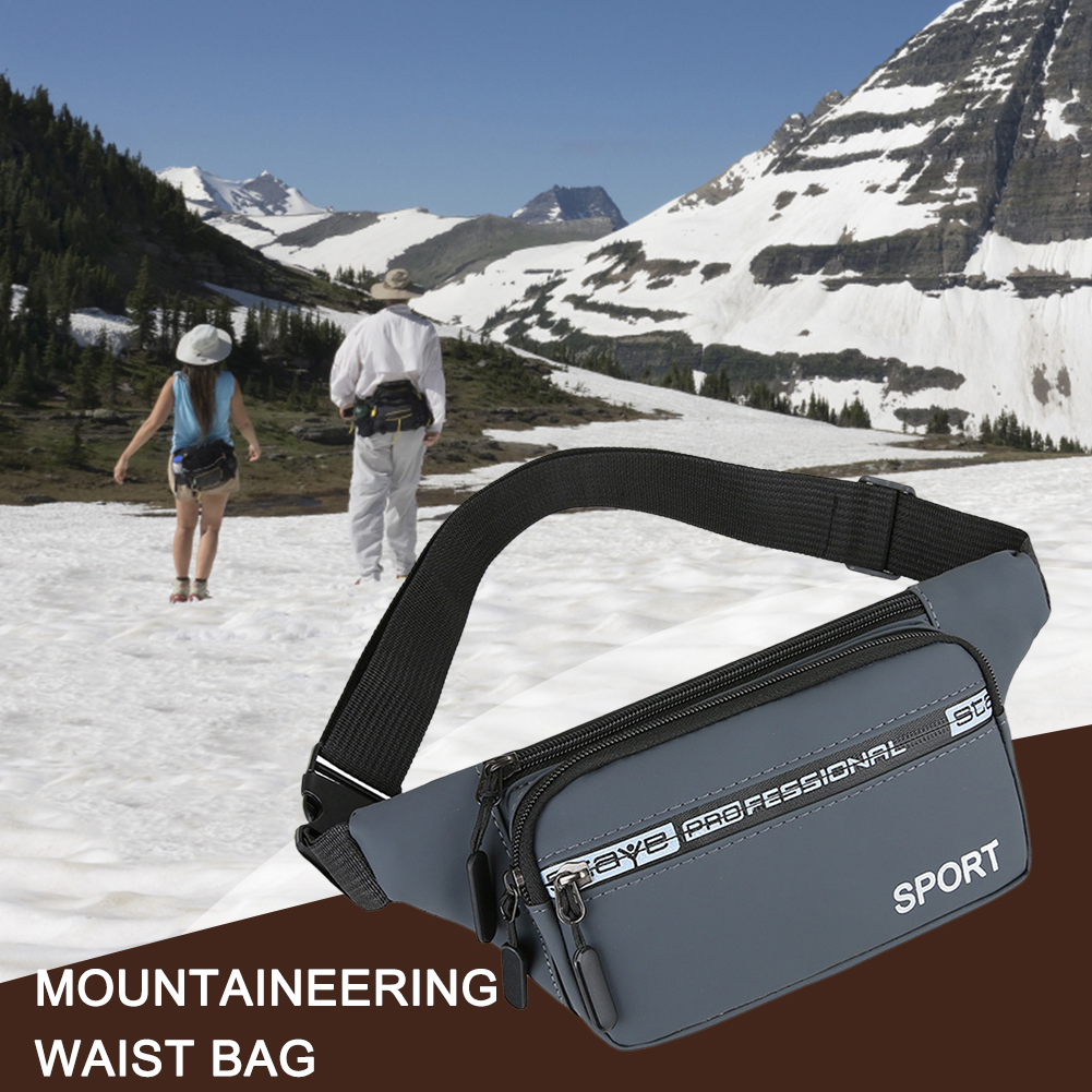 Outdoor Sports Bag Waterproof Running Jogging Belt Pouch Zipper PU Leather Portable Unisex for Hunting Climbing Camping