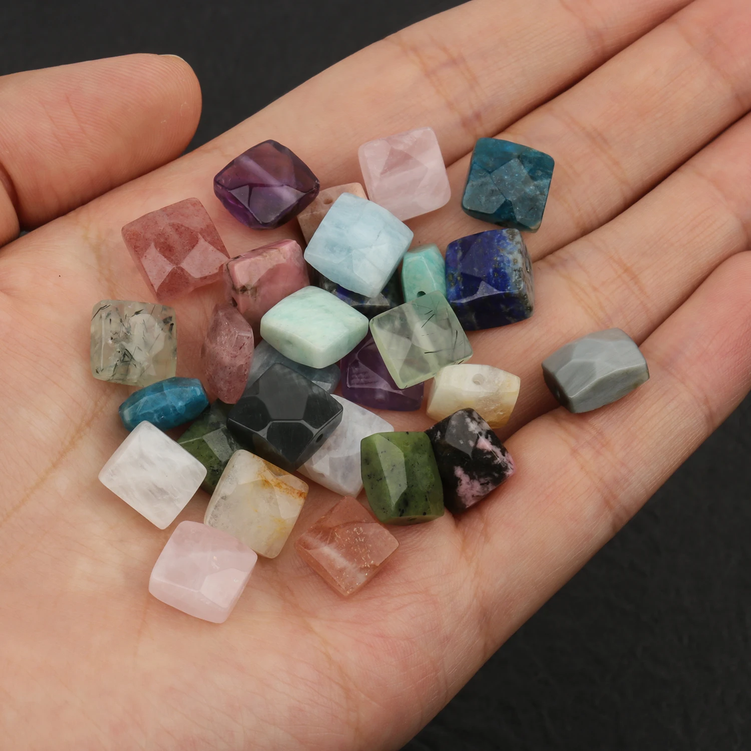 10pcs Faceted Square Amethyst Bead Natural Stone Amazonite Citrine Apatite Loose Beads for Jewelry Making DIY Charms Bracelets