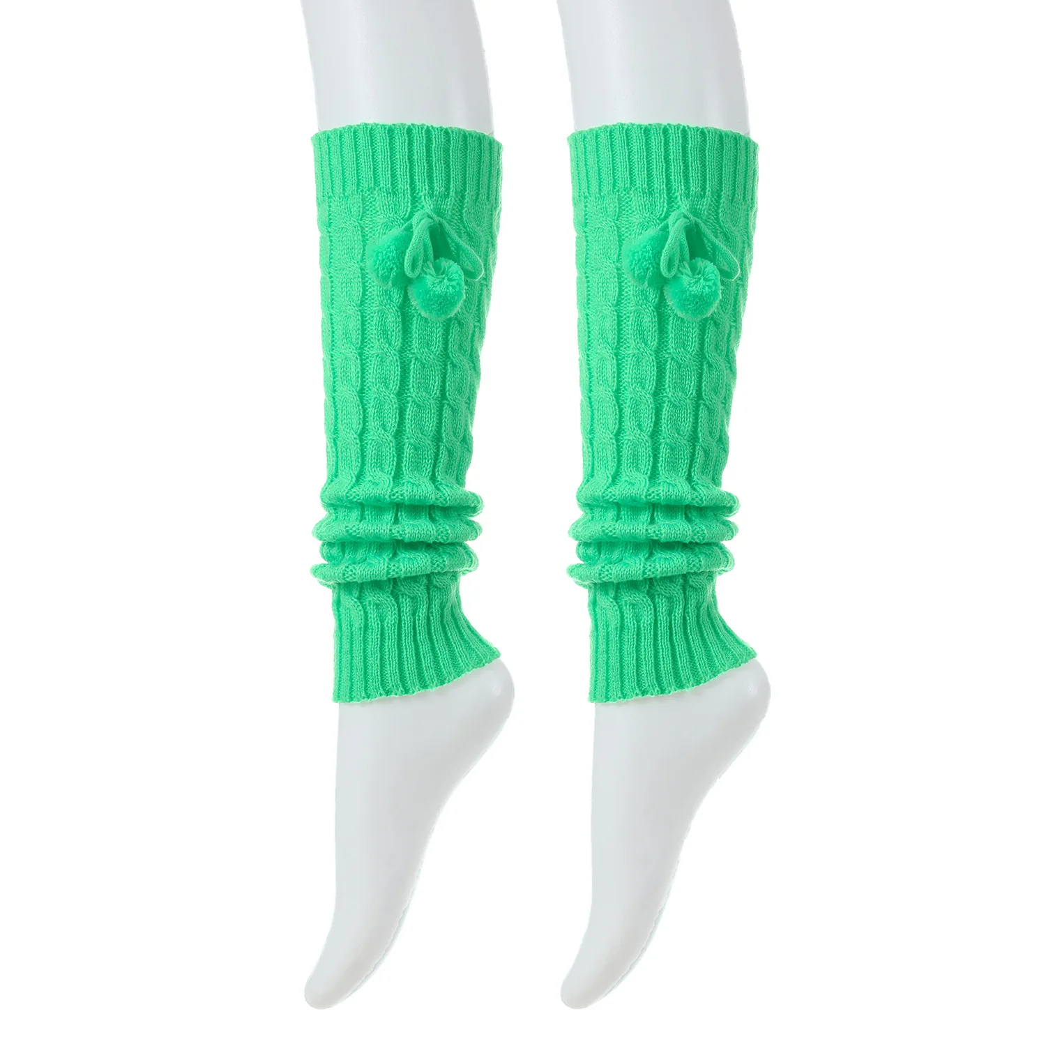 Women Autumn Winter New Knitted Foot Cover word Twist Hanging Wool Ball Pile Socks Warm Leggings Legs Warmer 5