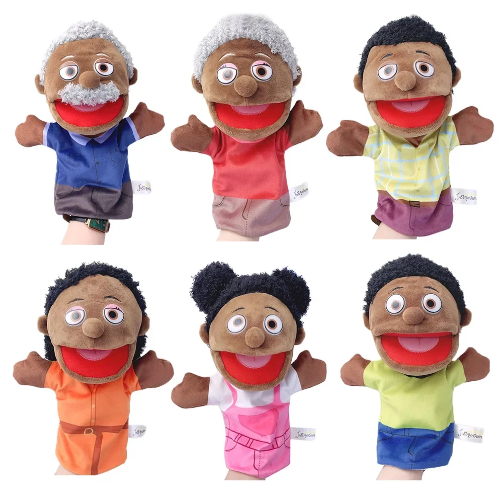 30-33cm Family soft plush doll Dad Mom Brother and sister plush doll Educational toy Kawaii hand finger puppet