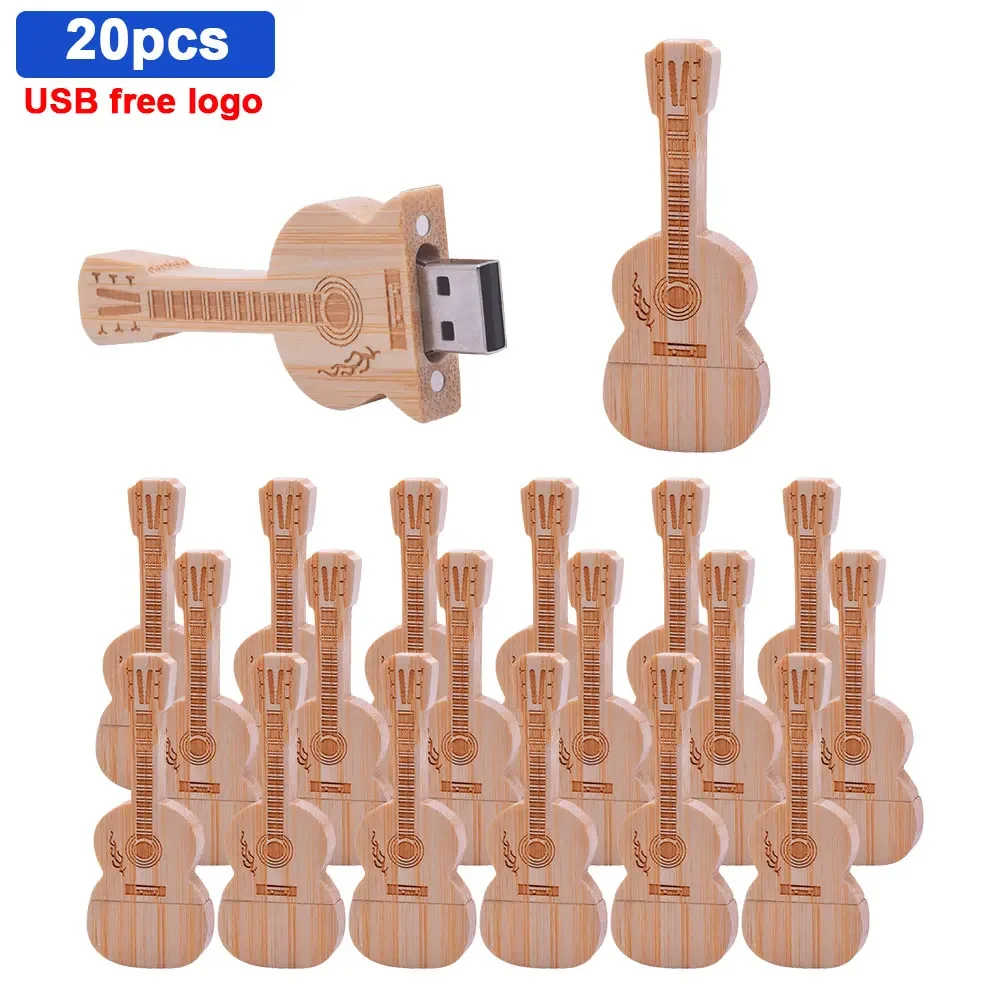 20pcs/lot wooden Guitar new usb flash drive free music gifts pendrive 4GB 8GB 2025 16GB 32GB cle usb 64GB 128GB usb disk usb stick