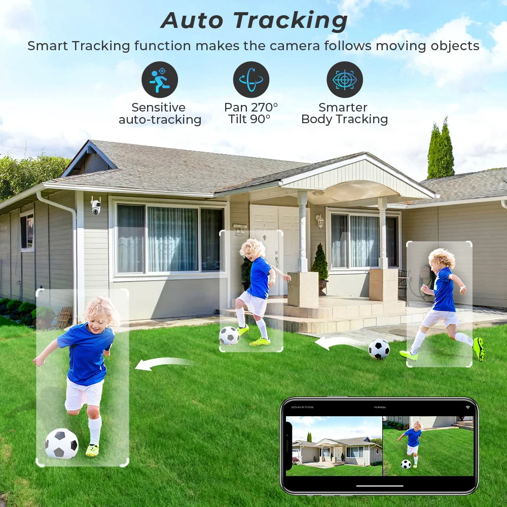 4K 8MP PTZ WIFI Camera Dual Lens Dual Screen 4X Digital Zoom IP Camera 4MP HD Auto Tracking Outdoor CCTV Surveillance iCSee App