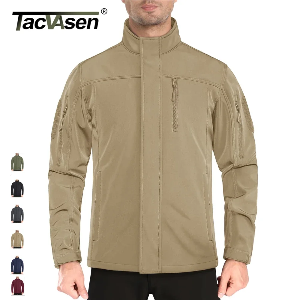 TACVASEN Windproof Warm Hiking 2025 Parkas new Men's Winter Softshell Fleece Jackets Wear Resistance Coats Full Zip Up Working Outwear