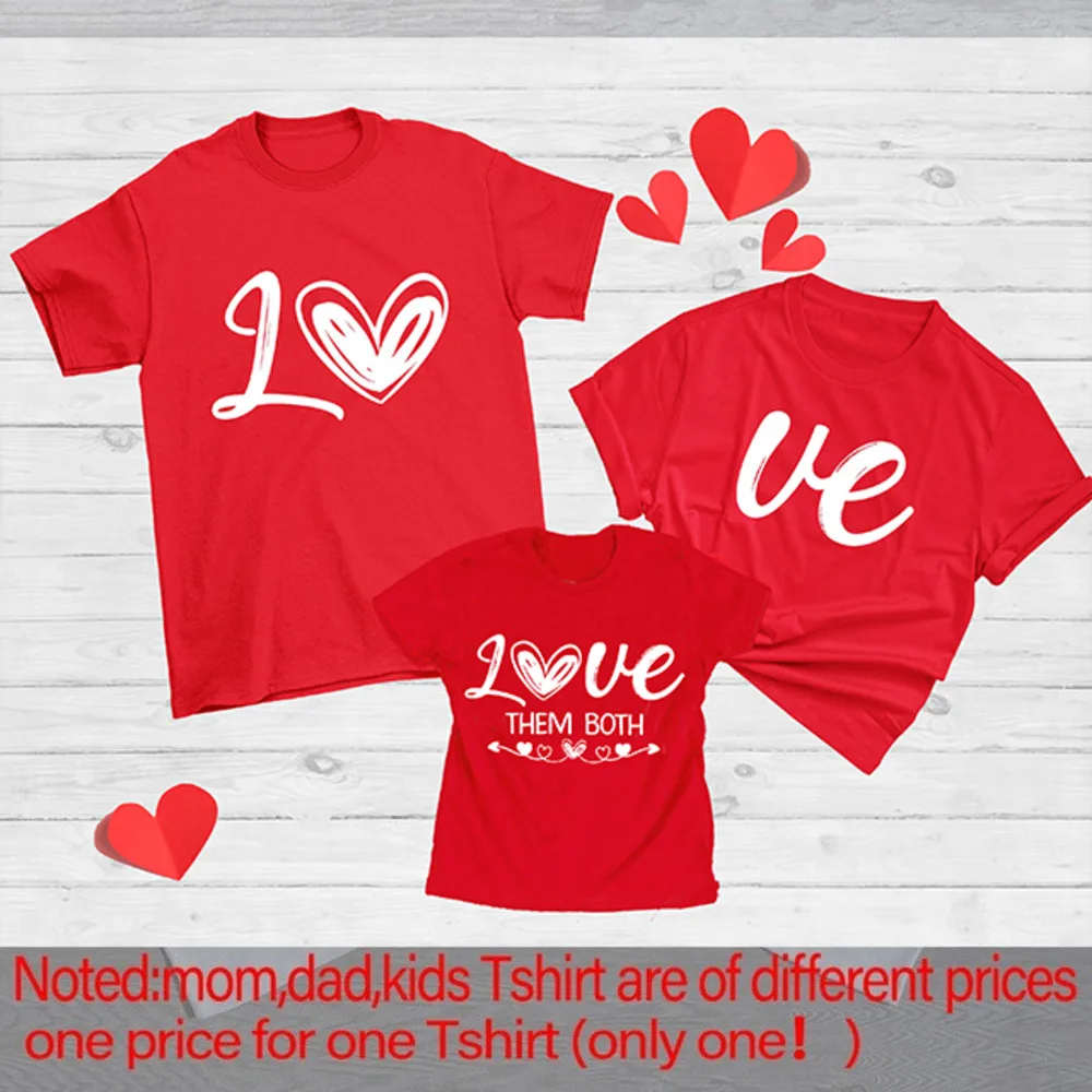 love print valentine Family Matching Clothes Mother Father Kids T Shirt Tops Valentine s Day Outfit shirt funny red tee