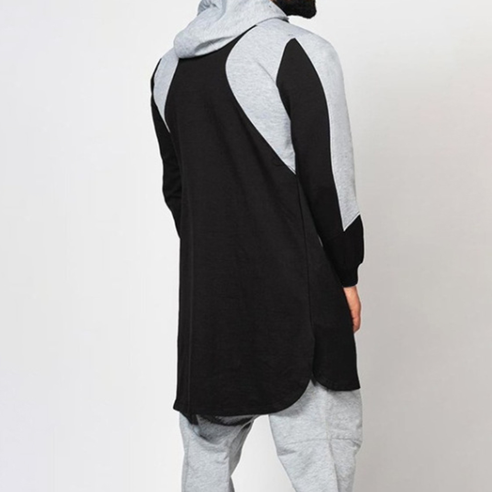 Men s Sweater Robe Autumn Solid Color Loose Zipper Pullover Casual Long sleeved Hooded Round Neck
