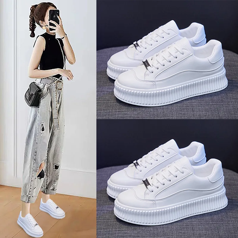2023 Couple Ins Korean Version of The White Shoes Women Autumn New Fashion Platform Sneakers Casual Running Shoes Male Zapatos
