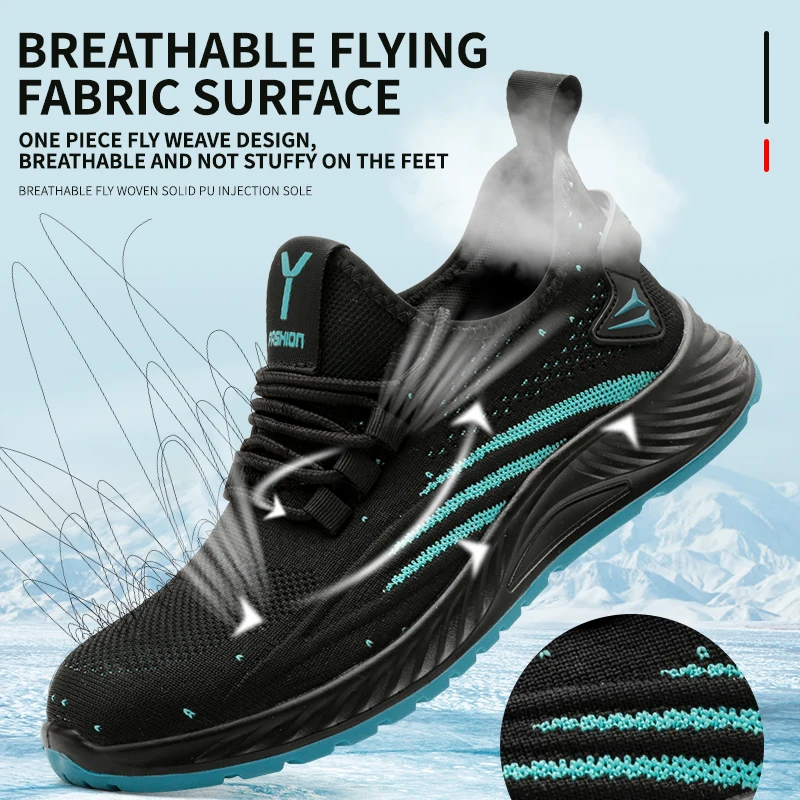Men Work Safety Shoes Boots Anti-puncture Man For Work Sneakers Indestructible Work Shoe Lightweight Casual Sport Shoes YIZHONCO
