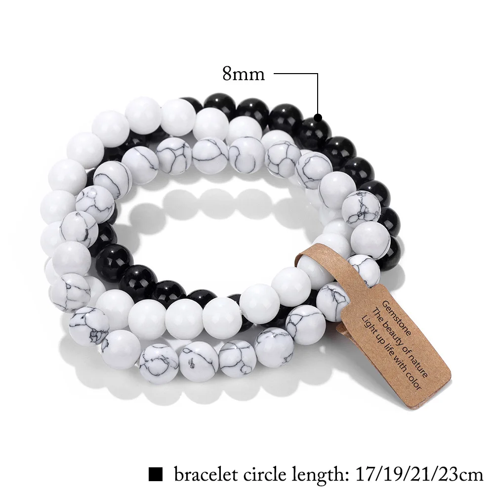 3pcs Natural Stone Bracelets Pink Quartzs Citrines Amethysts Turquois Round Gravel Shape Chip Beads Bracelet Set For Women Men