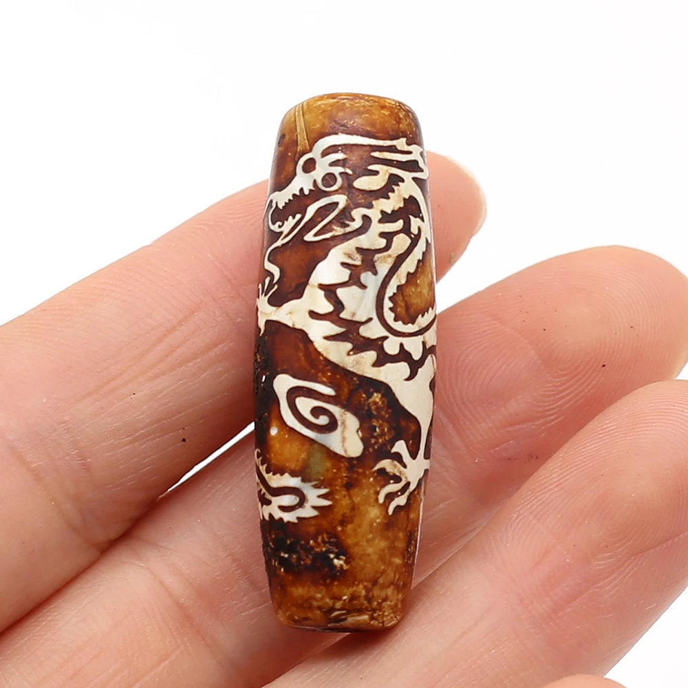 Tibet Dzi Natural Agates Bead Through Hole Vintage Natural Stone Bead for Making DIY Jewerly Necklace Earrings Gift 14x40mm