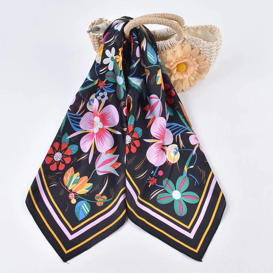 Plant Flower Women's 70 Square Scarf, Small Silk Scarf, Sun Protection, Breathable Scarf, Headband