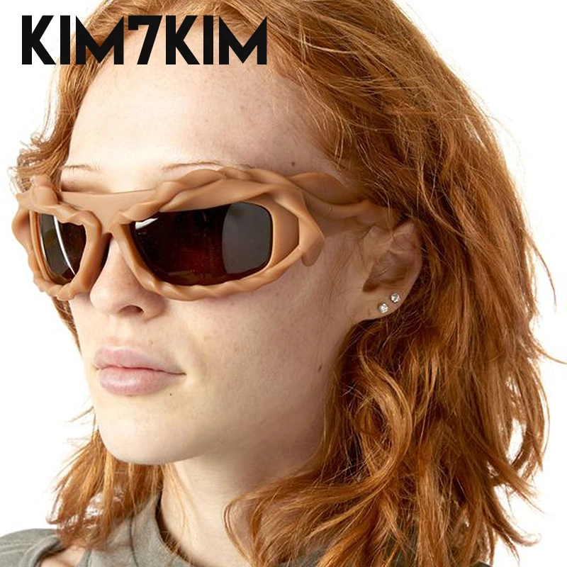 Steampunk Y2k Twisted Sunglasses Men Women 2023 Luxury Brand Trendy Hip Hop Punk Sun Glasses Male Streetwear Shades Gafas De Sol