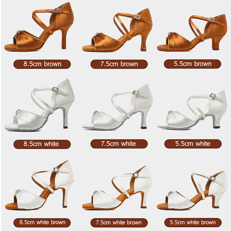 New Women Ballroom Latin Dance Shoes Heeled Tango Latin Salsa Dancing Shoes For Women Hot Sales Soft bottom dance shoes