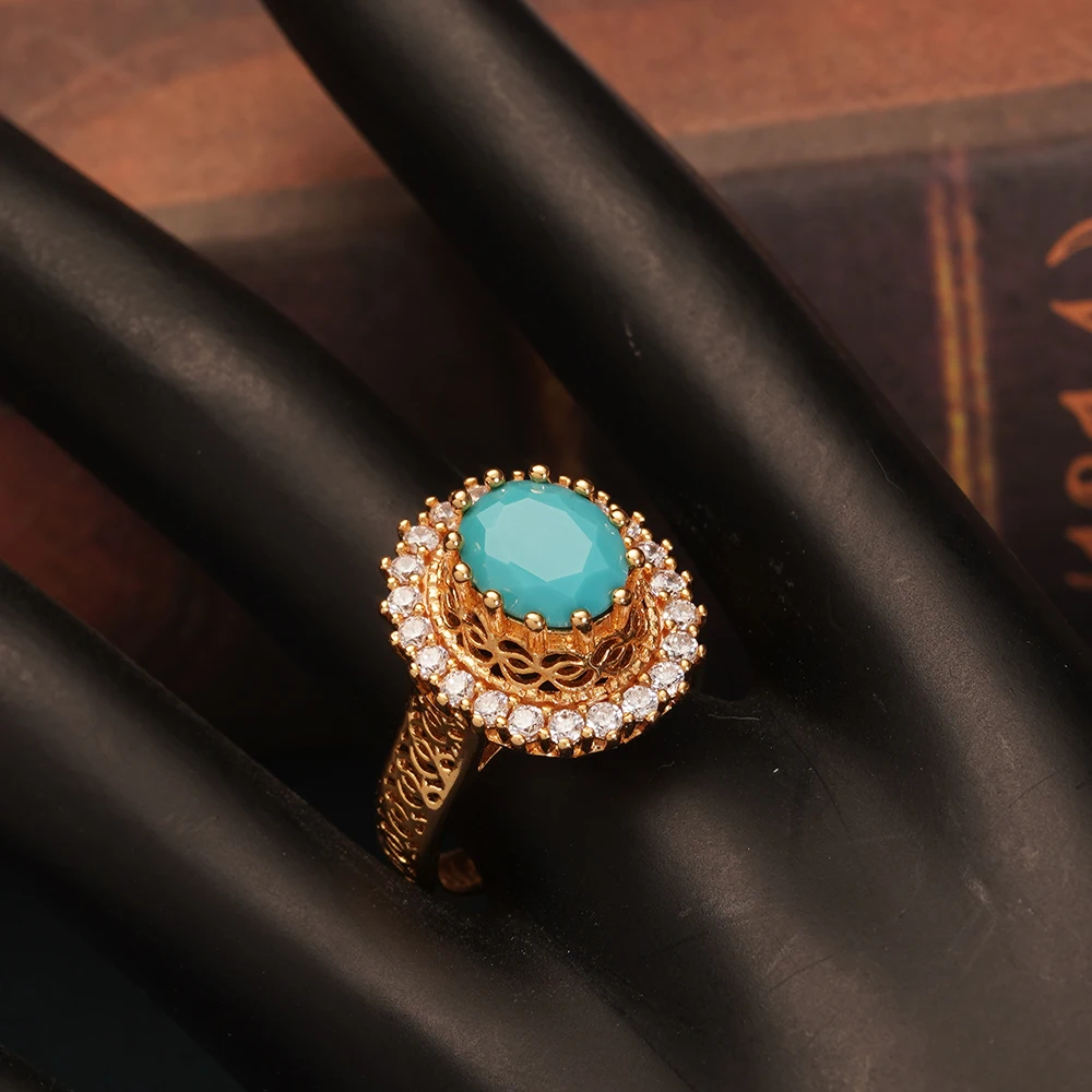 New Copper Gold Plating Wedding Cubic Zirconia Women Rings Unisex Engagement Gifts Jewelry Rings Big Stone Wedding Bands