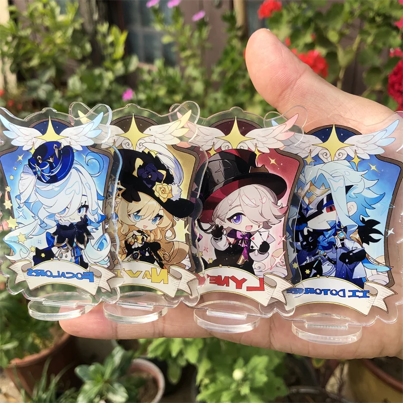 Genshin Impact Neuvillette Lyney Furina Wriothesley Figure Keychain Stand Plate Anime Game Cosplay Prop Accessories