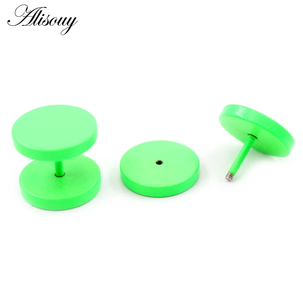 Alisouy 2PC Double Sided Round Stud Earrings 2025 White/Yellow/Green Color 4mm-14mm new Men Earring Ear Jewelry