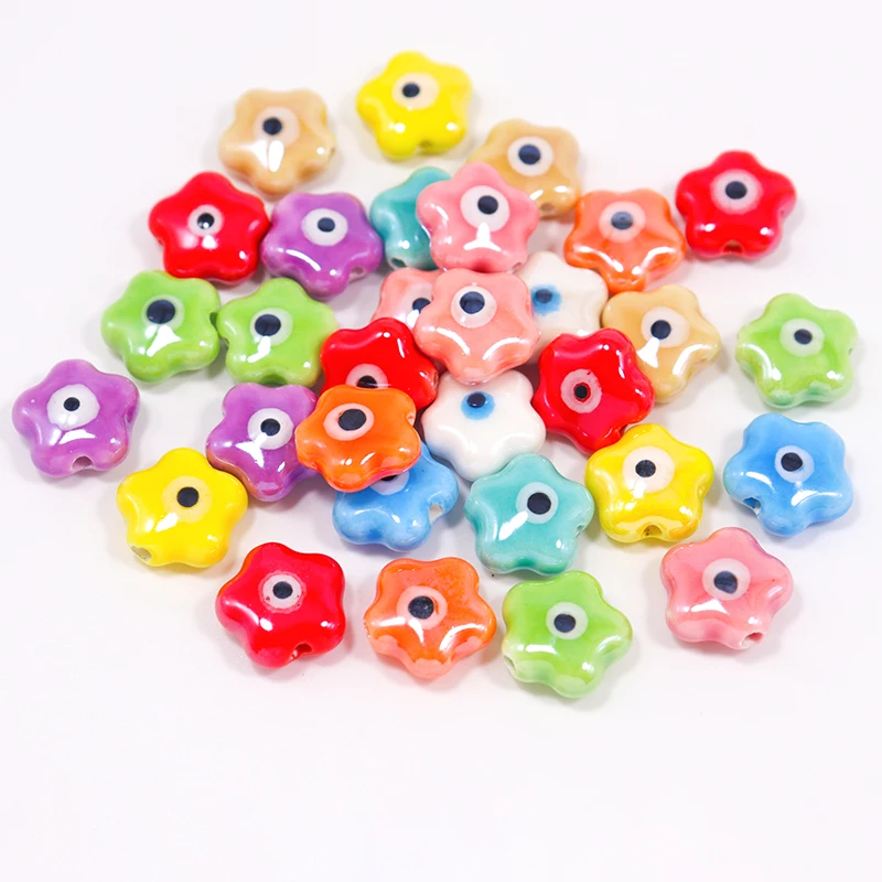 Beautiful Flower Shaped Ceramic Beads For Jewelry Making DIY Necklace Bracelet Colour Porcelain Flowers Jewelry Accessories
