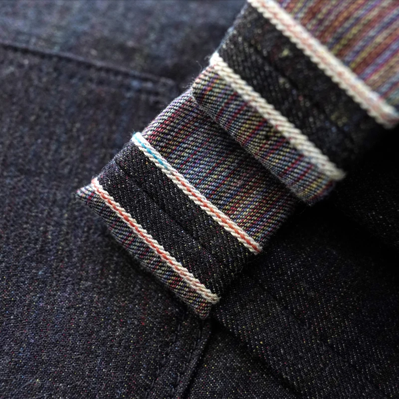 SAUCE ZHAN Mens Jeans Double-sided Rainbow Dyeing Sanforized Selvedge Denim Jeans Rainbow Regular Fit 14.5 Oz