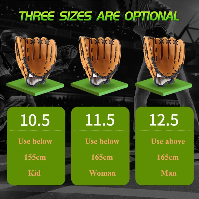 1PC Baseball Glove Size 10.5/11.5/12.5 Left Hand For Kids/Adults Man Woman Training Softball Practice Glove Equipment