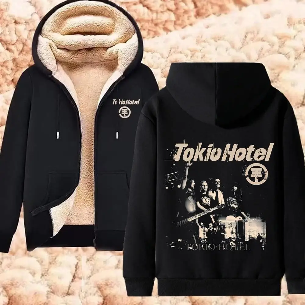 Tokio Hotel Kaulitz Winter Hoodies Rock Band Lambswool Jackets Tokio Hotel Warm Thicken Long Sleeve Pullover Plus Size Unisex