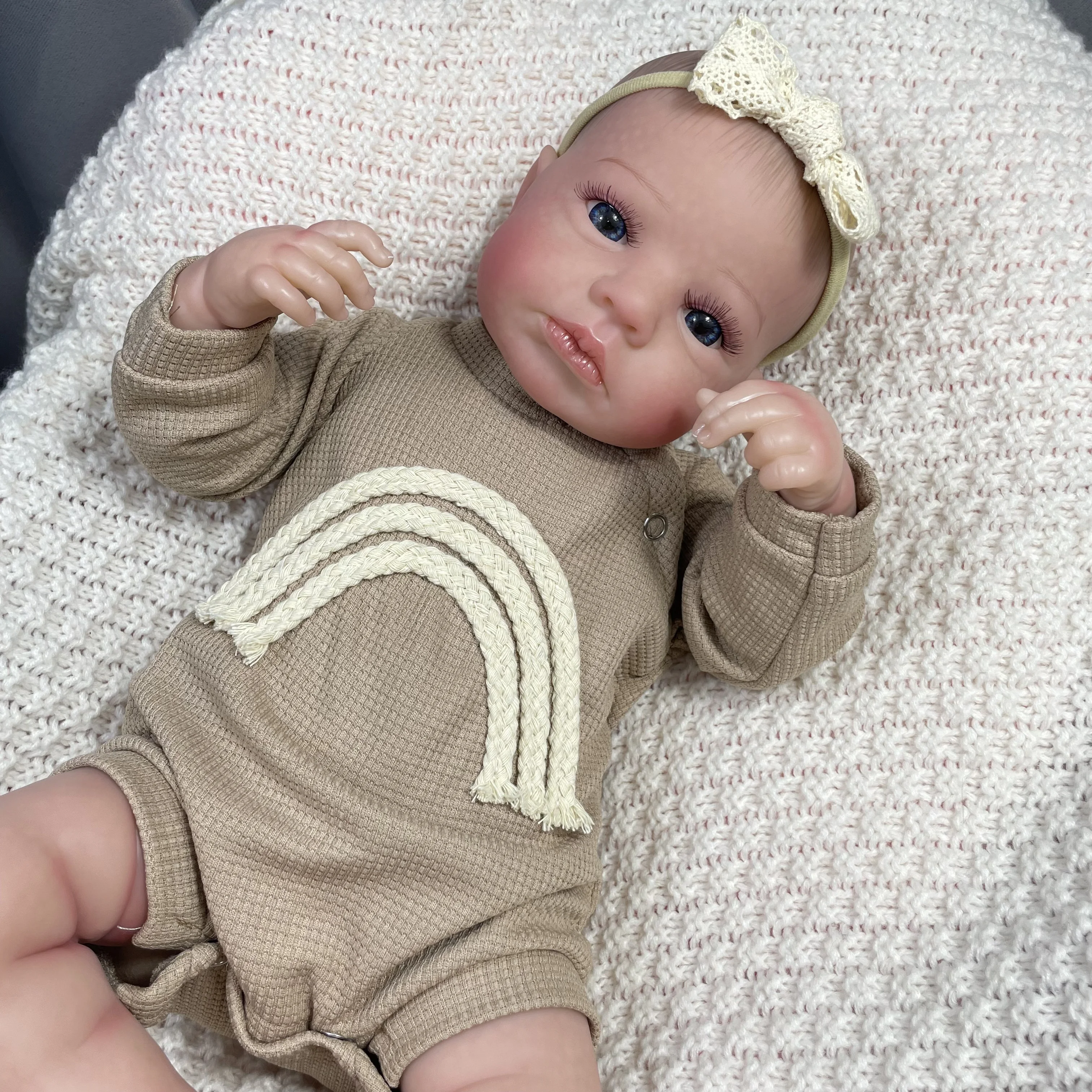 50CM Finished Reborn Baby Dolls LouLou Awake Twins Girl Lifelike Silicone Vinyl Newborn 3D Skin Visible Veins DIY Toys For Girls