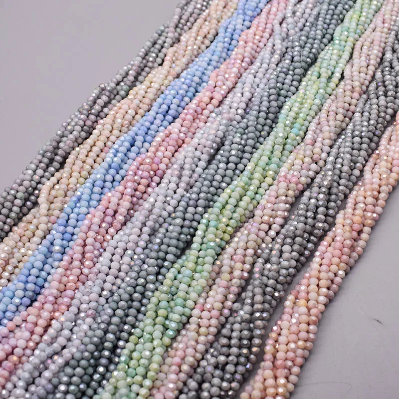 New Shiny Color 4mm Rondelle Crystal Glass Beads Faceted Loose Spacer Glass Beads for Jewelry Making DIY Bracelet