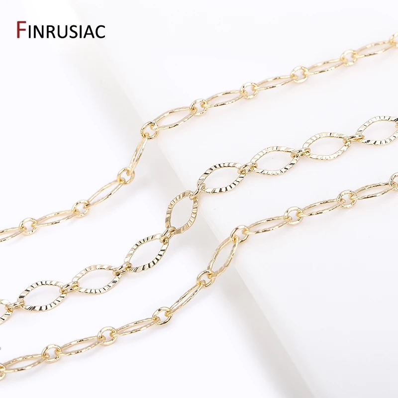 14K Gold Plated Brass Oval Textured Chains For Jewelry Making DIY Jewelry Chains Necklace Bracelet Making Accessories