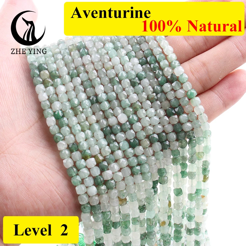 Zhe Ying 4mm Square Amazonite Stone Natural Faceted Lilac Epidote Beads for Jewelry Making Diy Jewelry Supply 85pcs/lot