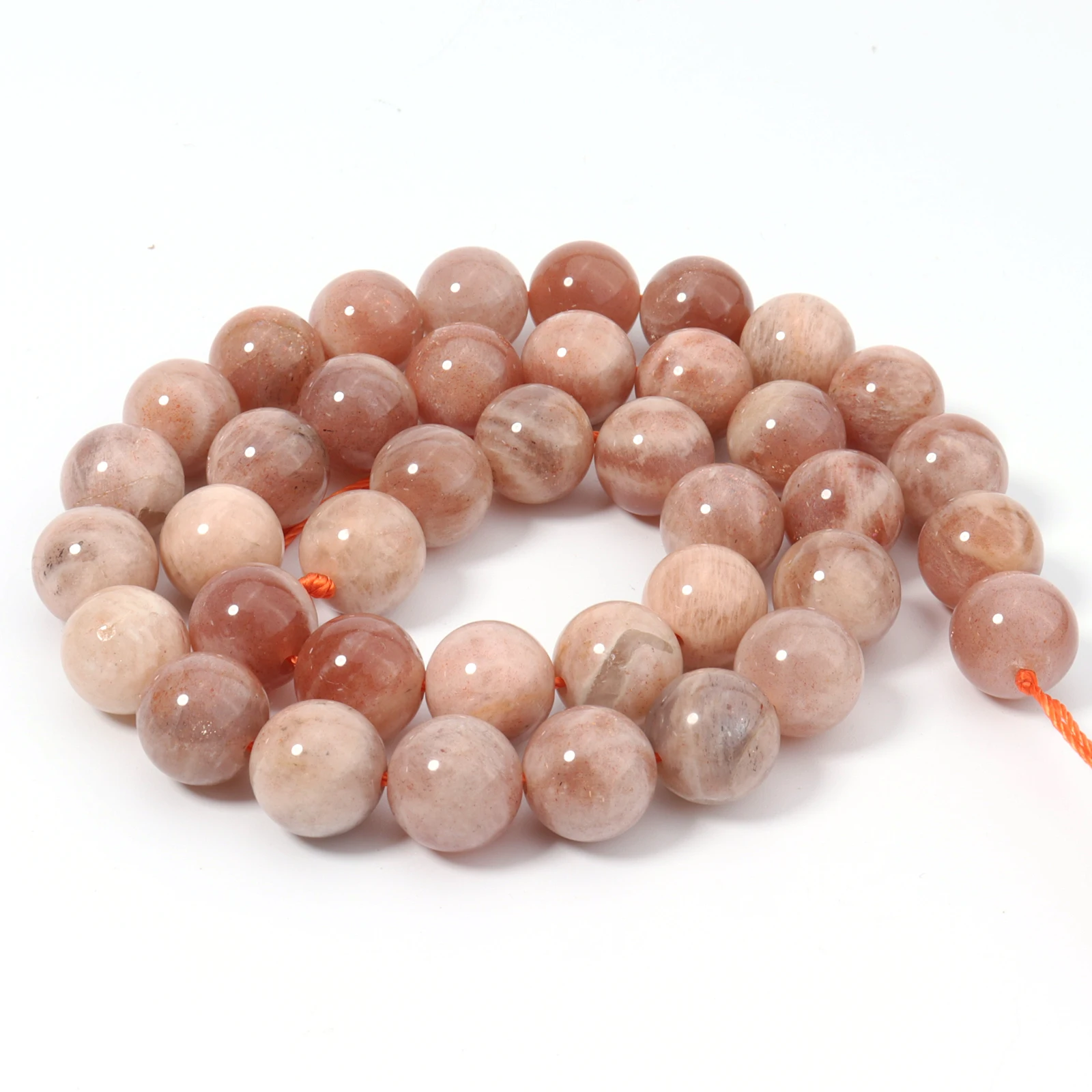 Natural Sunstone Round Gemstone Loose Spacer Beads For Jewelry Making DIY Handmade Bracelet Necklace Accessories 4/6/8/10/12MM