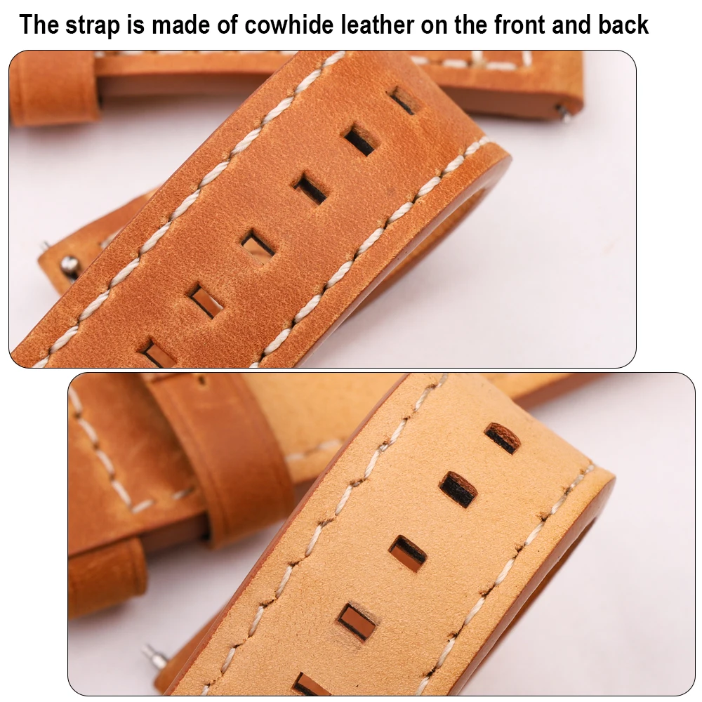 Genuine Leather Quick Release Watchbands Soft Matte Cowhide Smart Watch Strap Women Men Belt Wrist Band mm
