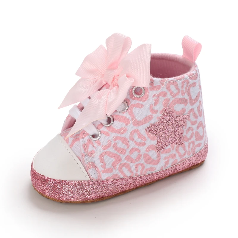 Classic Pink Baby Girls Shoes new Infant Bow Sports Shoes Shoes 2025 Toddlers Soft Sole Anti-slip First Walkers Baby Sneakers