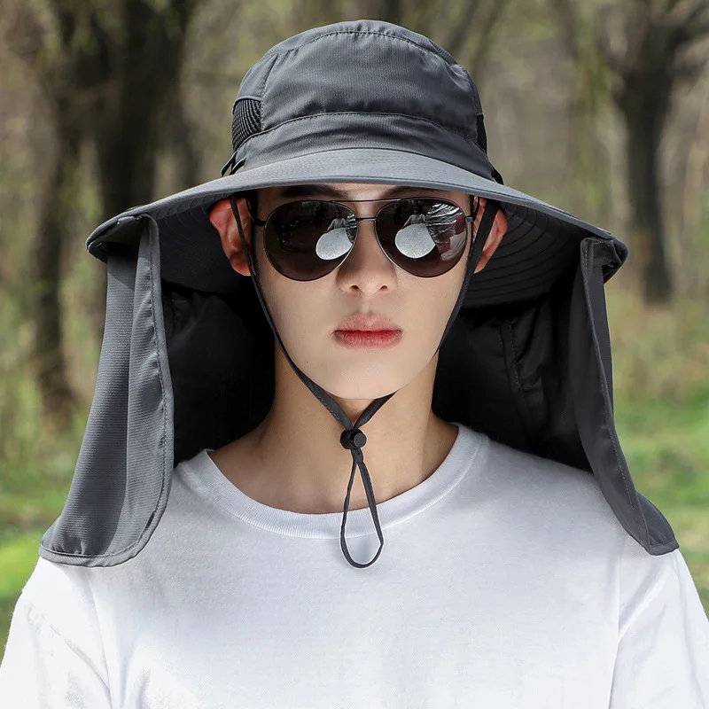Hat Men Summer Fisherman Hat Large Shawl Breathable UPF50+ Fishing Hat Big Brim Sunscreen Shade Mountaineering Hat Free Shipping