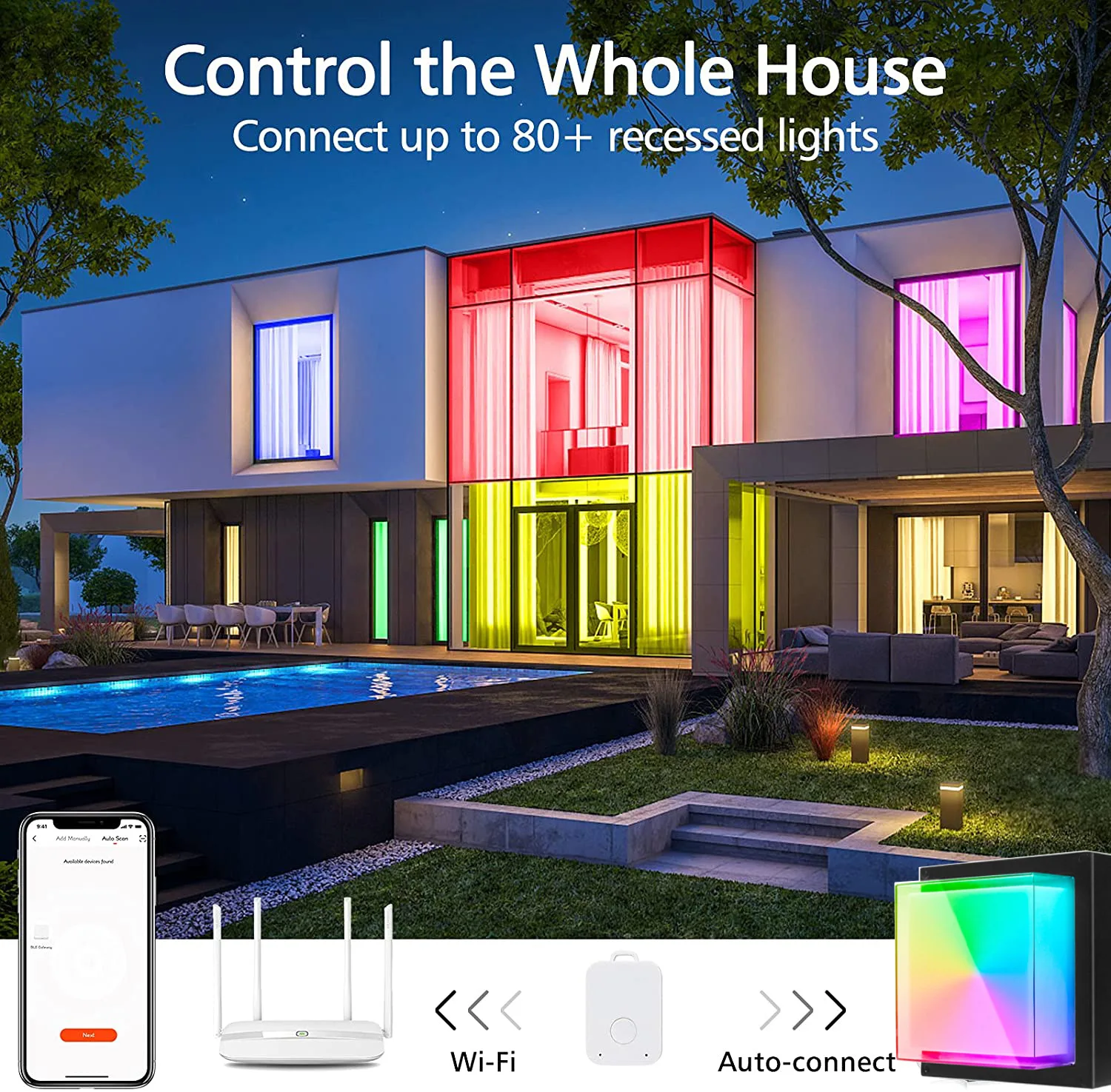 Tuya WIFI Outdoor LED Wall Lamp IP65 Waterproof APP RGB Dimming Double Lampshade Aluminum Acrylic Garden Porch Sconce Light