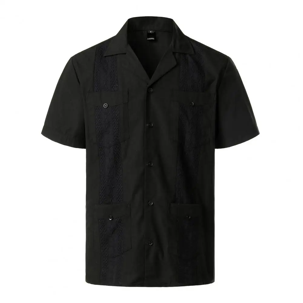 Men new Shirt Solid Color Cardiagn Slim 2025 Fit Multi Pockets Turn-down Collar Summer Shirt Daily Clothes