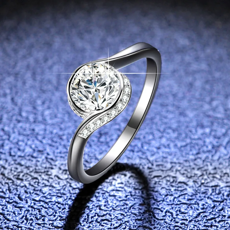 JoyceJelly 1CT Moissanite Rings 925 Sterling Silver Diamond Jewelry For Women GRA Certified VVS1 D-color Round Cut Wedding Bands