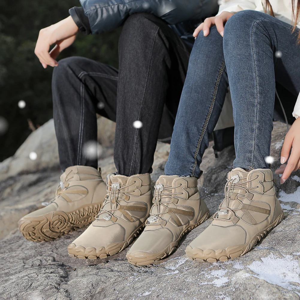 Women Men Winter Booties Warm Jogging Sneakers Women Men Rubber Running Barefoot Shoes Waterproof Non-Slip Breathable