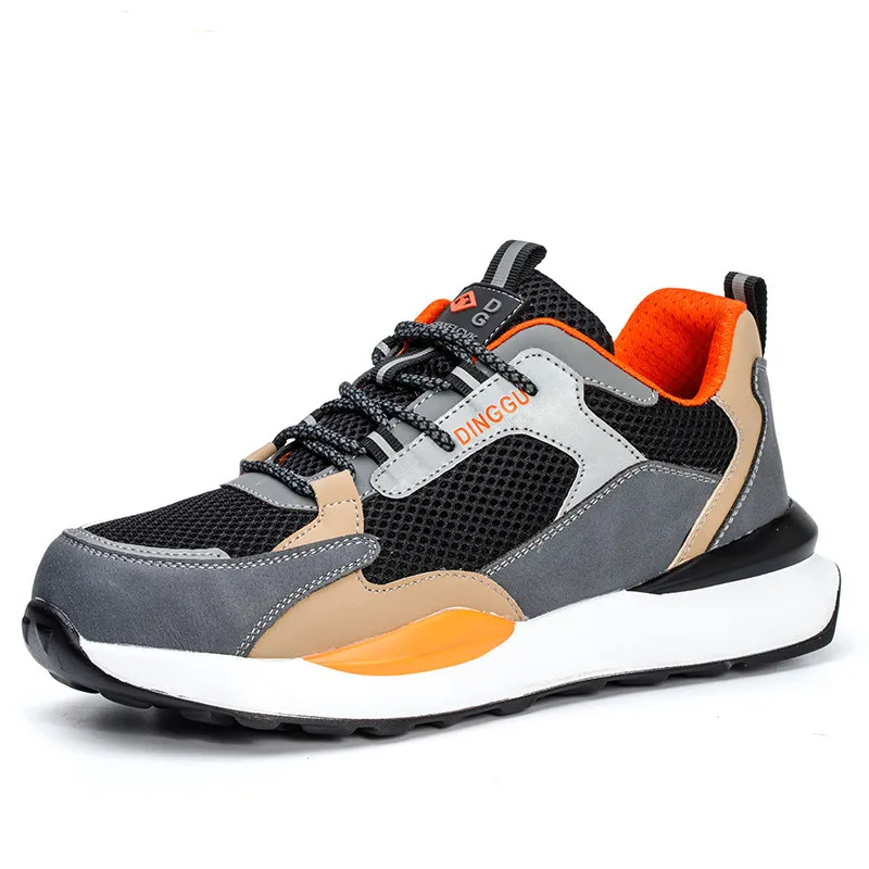 WOUDHONY Men Safety Shoes Lightweight Breathable Work Shoes Sneakers Indestructible Anti-smashing Steel Toe Safety Boots